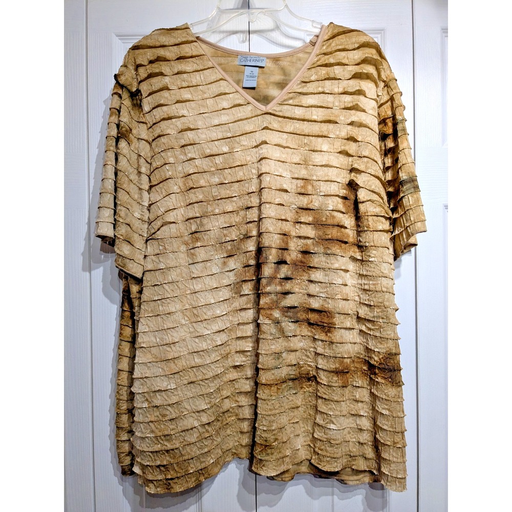 Maggie Barnes For Catherines Womens Tunic 1X Top V-Neck Layered Ruffle Boho Tier